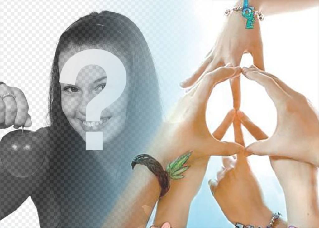 Effet photo avec les mains faisant le symbole de la paix ..